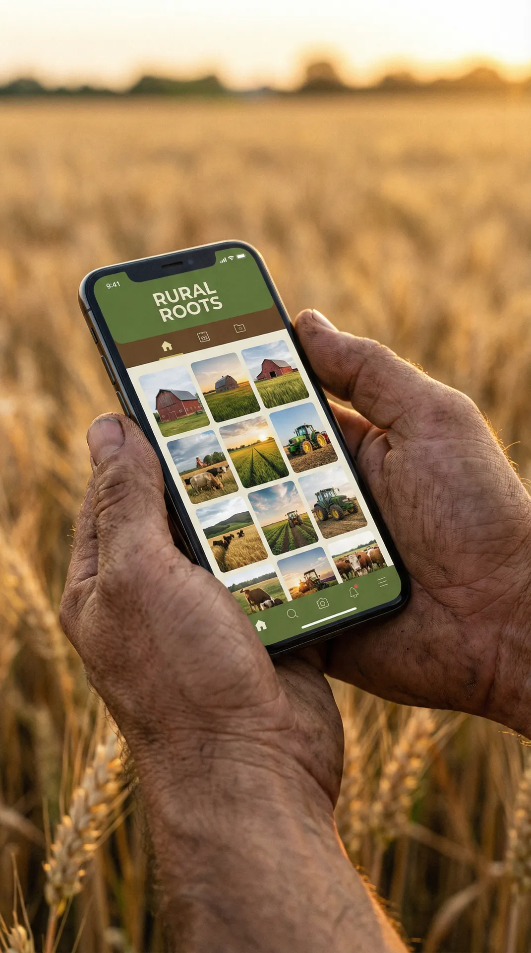 手机上展示的 老汉推车| 乡村生活APP界面